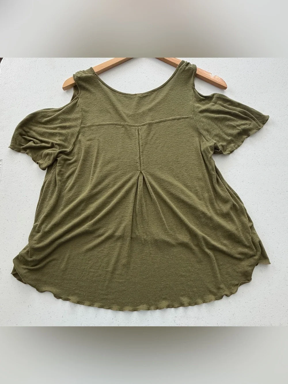 Cold-Shoulder Olive Green FreePeople Women's Top